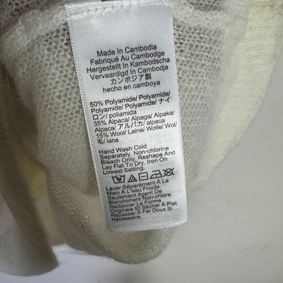 J.Crew Alpaca-Blend Oversized Sweater T-Shirt WMNS M White Crewneck Short Sleeve - Picture 5 of 6